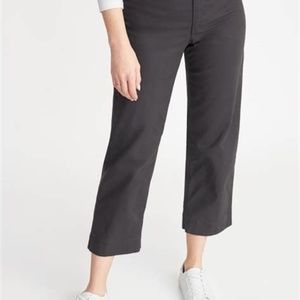 Old Navy Mid Rise Wide Leg Crop Chino Women Gray Twill Slim Fit Pockets